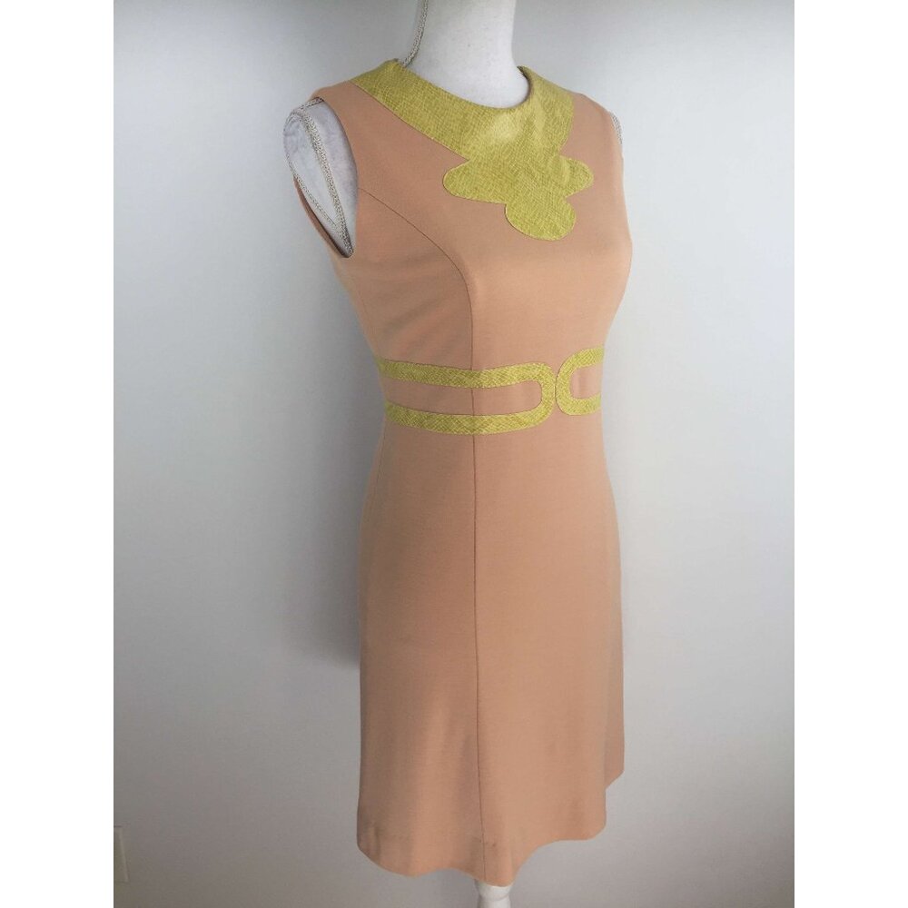Dorian May Pale Pink Leather Trim Dress, NWT Size 4